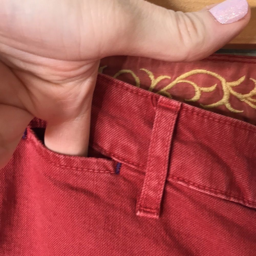 Rich & Skinny Embroidered Logo Red Jeans Rare - Picture 6 of 11